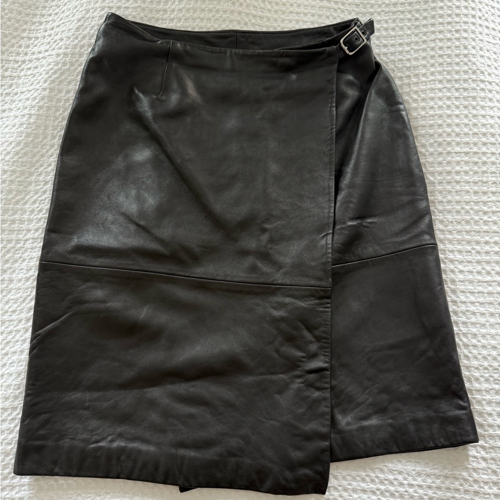 Liz Claiborne Black Leather Pencil Skirt